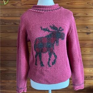 Parkhurst Pink Sweater with Moose Design